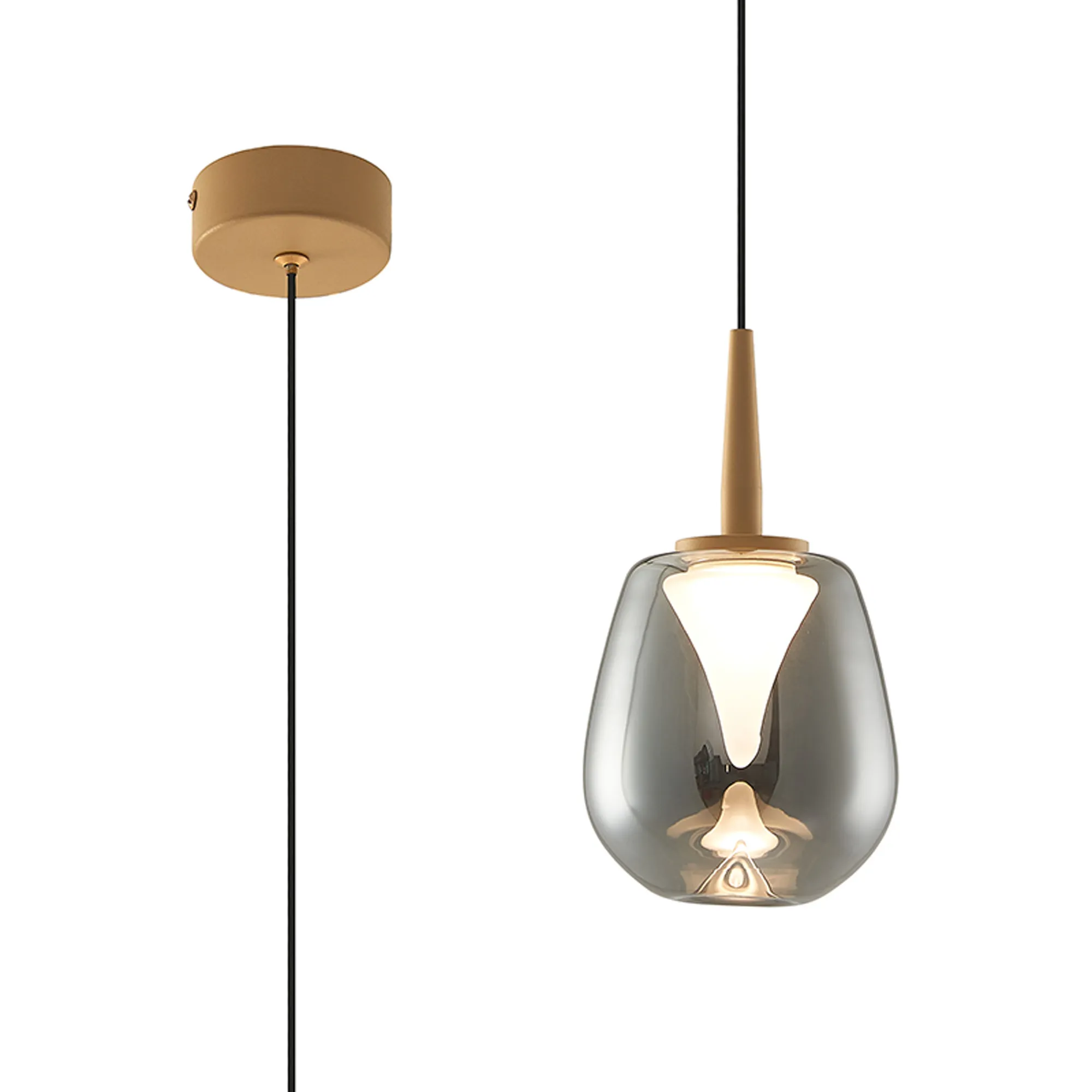 MK0003  Andromeda Single Pendant, 5W LED, 3000K, 500lm, Light Gold/Chrome/Frosted 3yrs Warranty